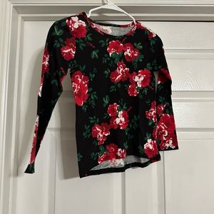 Long Sleeve Blouse with Red Roses 🌹